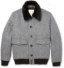 Private White V.c. Harris Tweed And Shearling Quilted Bomber Jacket
