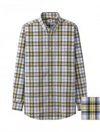 Uniqlo Men Extra Fine Cotton Broadcloth Check Long Sleeve Shirt I