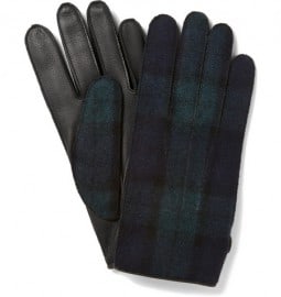 Lanvin Cashmere-lined Check Leather Gloves