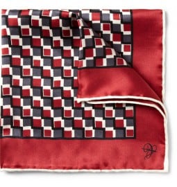 Canali Square-print Silk Pocket Square