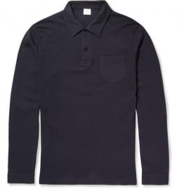 Sunspel Riviera Long-sleeved Cotton-mesh Polo Shirt