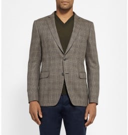 Etro Slim-fit Check Silk And Wool-blend Suit Jacket