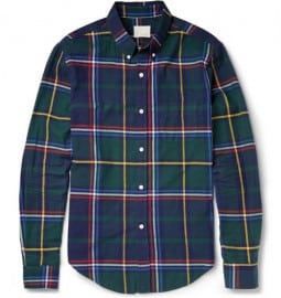 Band Of Outsiders Plaid Button-down Collar Cotton-flannel Shirt