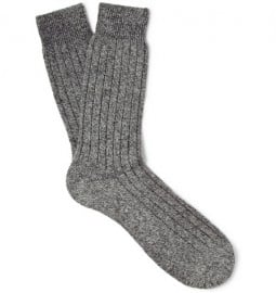 Pantherella Ribbed Marled Cashmere-blend Socks