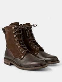 Cheaney Scott Shearling-lined Pebble-grain Leather And Suede Boots