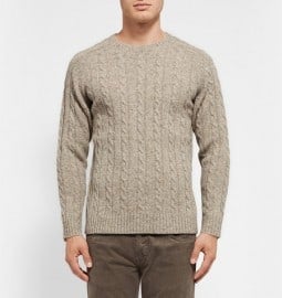 Beams Plus Marled Cable-knit Wool Sweater
