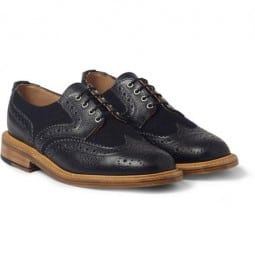 Mark Mcnairy Pebble-grain Leather And Tweed Panelled Brogues