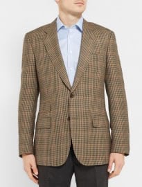 Kingsman Brown Single-breasted Brushed-wool Checked Blazer