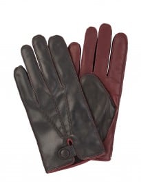 T.m.lewin Black Burgundy Driving Gloves