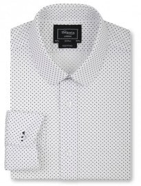 London Fully Fitted Navy Spot Print Round Collar Shirt