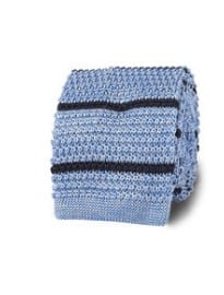Blue Navy Stripe Slim Knit Tie