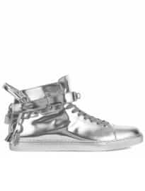 Buscemi 100mm Silver Leather Hi-top Trainers Sc102675