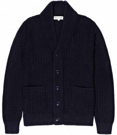 Reiss Milton Textured Shawl Cardi Navy