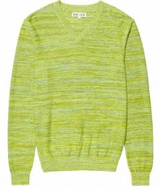 Reiss Cooper Multi Stripe V-neck Jumper Citrus Yellow