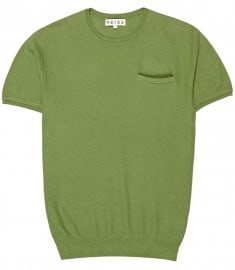 Reiss Bayer Short Sleeve Textured Knitted Tee With Pocket Green