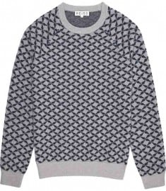 Reiss Jaguar Boiled Wool Jacquard Jumper Grey