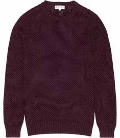 Reiss Pilot Textured Cotton Knit Wine Berry