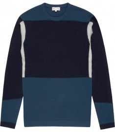 Reiss Crest Colour Blocked Felted Wool Jumper Navy