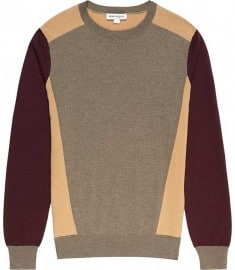 Reiss 1971 Cyclone Sweater With Contrast Sleeve Oatmeal