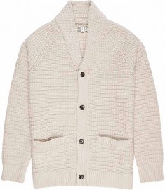 Reiss Wayfield Textured Shawl Cardi Oatmeal