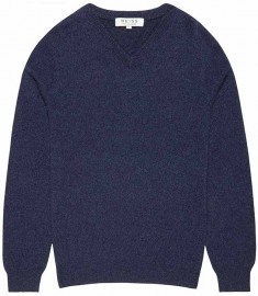 Reiss Harp Cashmere V-neck Jumper Blue