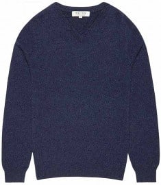Reiss Harp Cashmere V-neck Jumper Blue