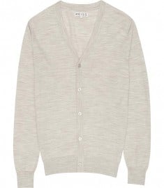 Reiss Walter Mercerised Merino Cardigan Grey