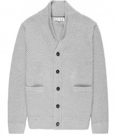 Reiss Molton Button Shawl Collar Cardigan Grey