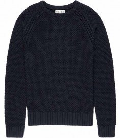Reiss Carlton Textured Crew Neck Jumper Navy