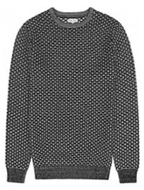 Reiss Bruge Contrast Weave Jumper Black/off-white