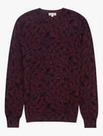 Reiss Church Printed Lightweight Jumper Bordeaux