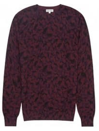 Reiss Church Printed Lightweight Jumper Bordeaux