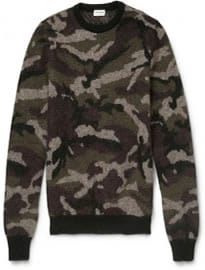 Saint Laurent Camouflage Mohair-blend Crew Neck Sweater