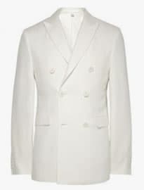 Burberry London Off-white Double-breasted Linen Blazer