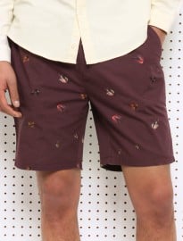 Farah Vintage Hobart Bordeaux Fly Print Shorts