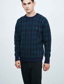 Farah Vintage Tartan Jumper In Black Watch