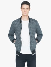 He By Mango Flecked Jersey Bomber Jacket