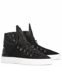 Filling Pieces Black Crocodile Effect Hi-top Trainers Sc108631