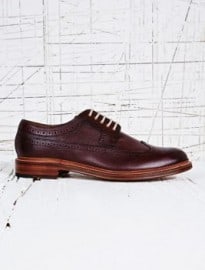 Grenson Leather Grain Longwing Brogues In Burgundy