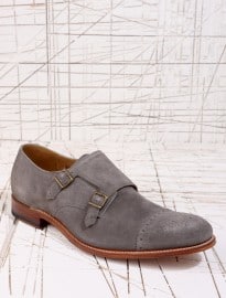 Grenson Ellery Grey Suede Monk Shoes