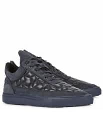 Filling Pieces Navy Quilted Leather Trainers Sc112580