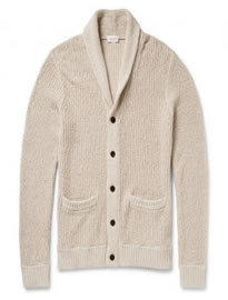 Club Monaco Ribbed Cotton And Linen-blend Shawl-collar Cardigan