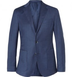 Hackett Blue Woven Wool And Cashmere-blend Blazer