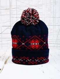 Fair Isle Bobble Hat In Navy