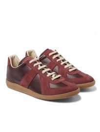 Maison Margiela Replica Panelled Leather And Suede Sneakers