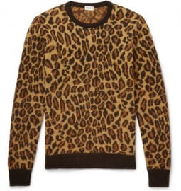 Saint Laurent Leopard-intarsia Mohair-blend Sweater