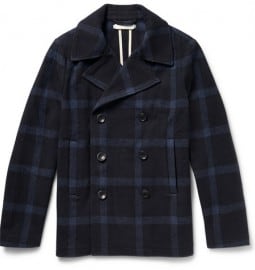 Outerknown Hemisphere Windowpane Check Wool-blend Peacoat
