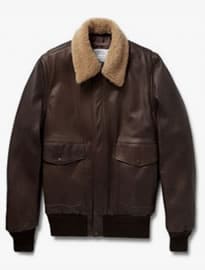 Schott Shearling-trimmed Leather Bomber Jacket