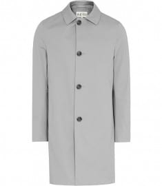 Reiss Talbot Single Breasted Cotton Mac Stone