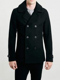 Topman Black Borg Peacoat